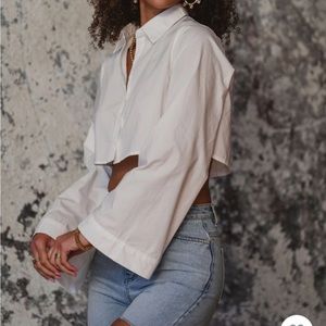 12th Tribe White Cropped Shirt